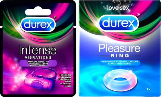 Durex Intense Vibrations & Pleasure Ring Cockring Set - 2 Stuks - Seksspeeltjes voor Koppel - Penisring - Eikelring - Cockring Siliconen - Cockring Vibrerend - Penisring Vibrerend