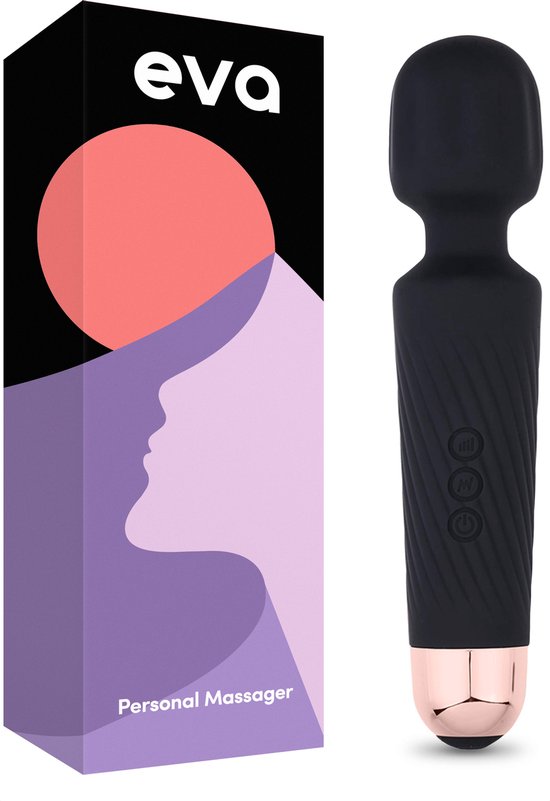 Eva® Personal Massager & Magic Wand Vibrator - G Spot Vibrator & Clitoris Stimulator - Stille Vibrators voor Vrouwen - Sex Toys ook voor Koppels - Erotiek - Obsidian Black