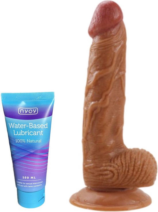 KOASH Premium realistische dildo met balzak en stevige zuignap inclusief glijmiddel - ook voor anaal gebruik - 20 cm - dildo met zuignap - Dildo unisex - Dildo xxl - Dildo vaginaal - Dildo anaal