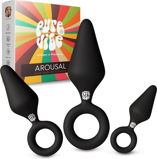 PureVibe® Arousal Buttplug Set voor Mannen en Vrouwen - Buttplugs - Anaal Plug - Erotiek - Sex toys - Femme & Hommes - Zwart