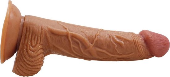 Realistische dildo met balzak en stevige zuignap - ook voor anaal gebruik - 20 cm - dildo met zuignap