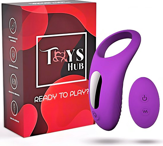 Toys Hub® Cockring Vibrerend met Afstandsbediending & Opbergzakje - Incl. E-BOOK - Met Clitoris Stimulator - 9 Vibraties - Siliconen - Sex Toys voor Koppels - Couples - Penisring - Man